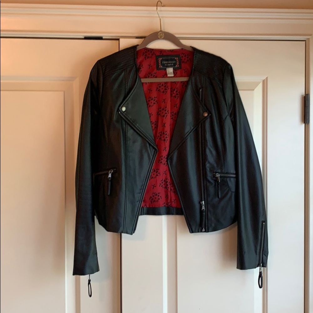 Forever21 Faux Leather Moto Jacket, Size Large
